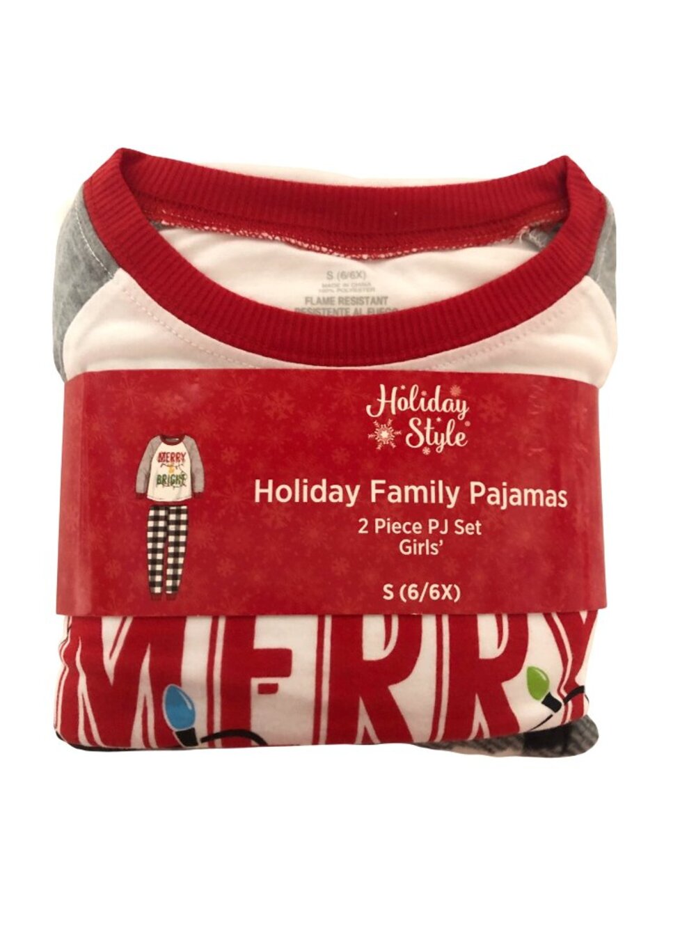 Holiday Style Girls 2 Piece Christmas Pajama Set Size Small 6-6X Red Black